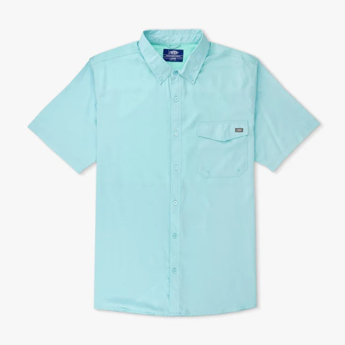 Turquoise button up shirt with pocket