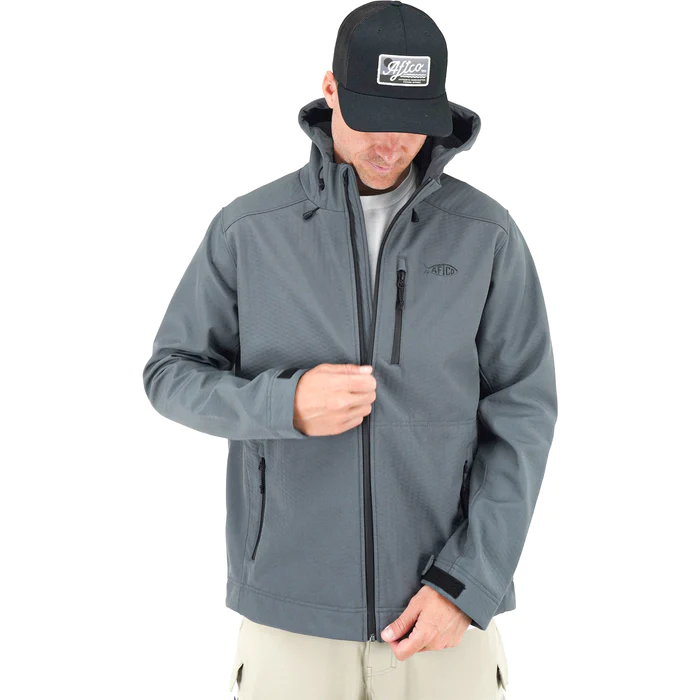 AFTCO Reaper Windproof Zip up Fishing Rain Jacket - Charcoal