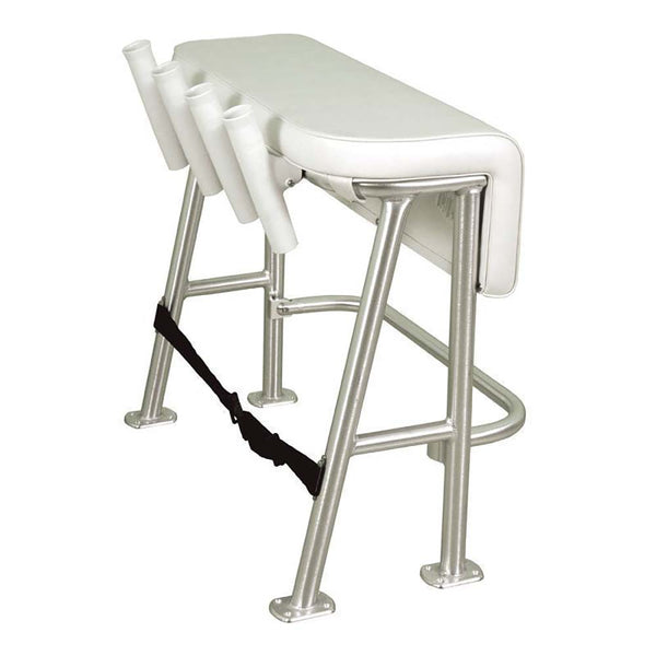 Leaning post with footrest and 4 white poly rod holders
