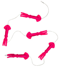 5 pink squid rigged on 250lb test