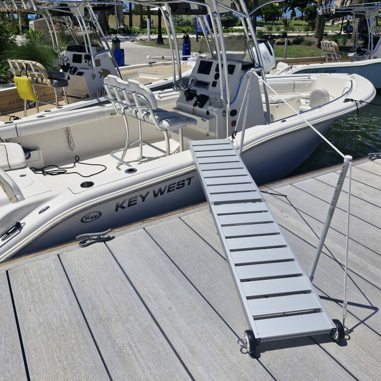 Bridge on dock and boat