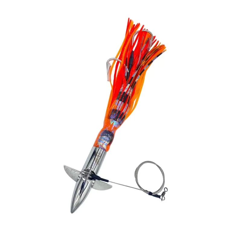 High-Speed Adjustable Diving Lure; 12oz; Orange/Silver Skirt, rigged with Silver Head