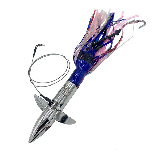 High-Speed Diving Lure; 19oz; Blue/Black/Silver; rigged