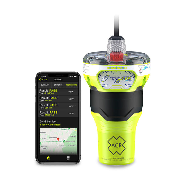 ACR GlobalFIX V6 Cat 1 front view with phone showing App running