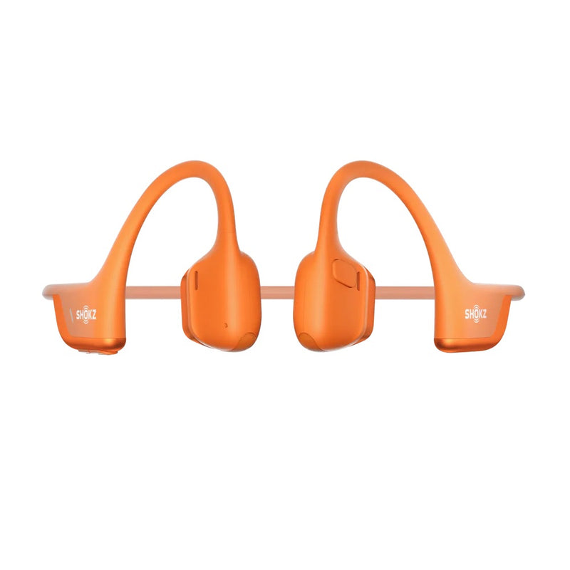 straight on view of orange headphones