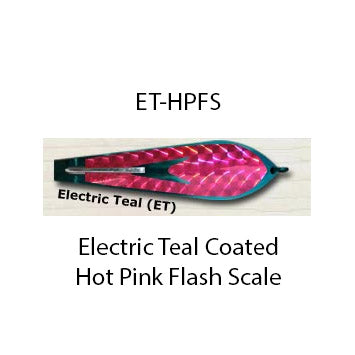 Electric Teal coated with Hot Pink flash scale