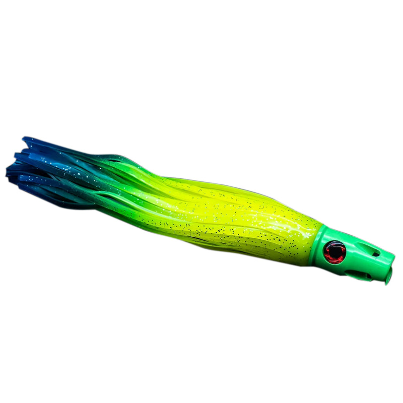 green head green/yellow/blue skirt