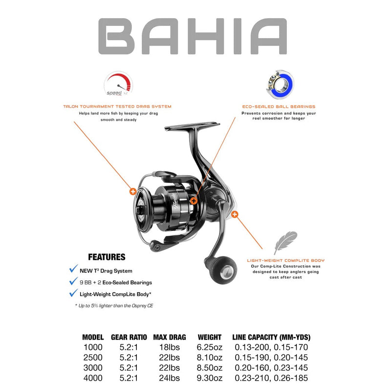 BAHIA Spec sheet with features and specs for all models