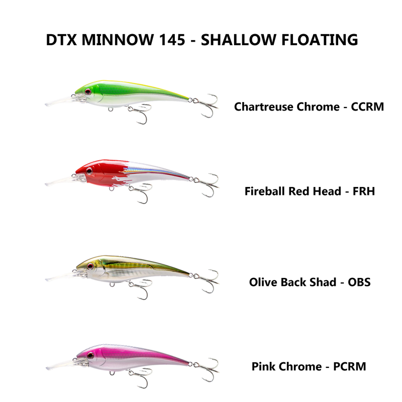 DTX Minnow 145 Shallow Floating lures - 4 colors and names