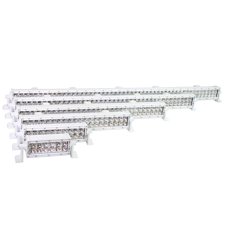 Group of XX Series LED lights with white housing - straight