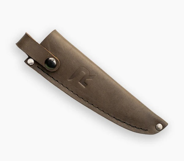 small brown sheath with logo imprint
