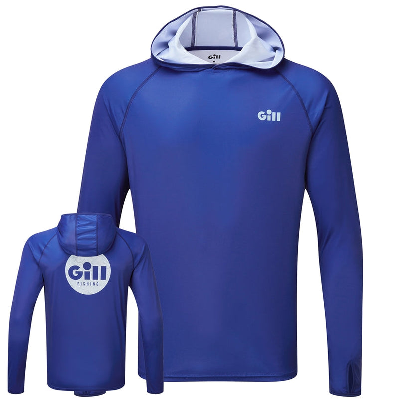 Gill XPEL Tec Hoodie in Twilight Blue shown front and back