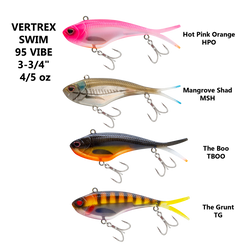 Group of various colors for Vertrex Swim Vibe 95 with 2 treble hooks