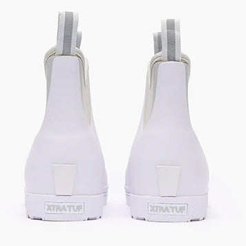 pair of white boots back view