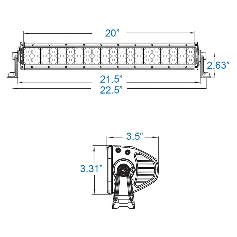 Dimensions for 20-inch Lightbar