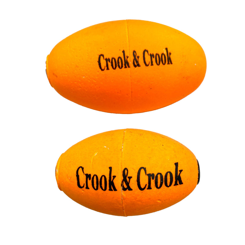 Orange floats in 2 sizes with Crook & Crook logo printed on float