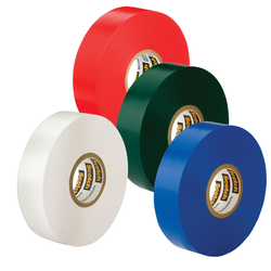 Rolls of Scotch Electrical Tape in various colors: white, red, green, and blue