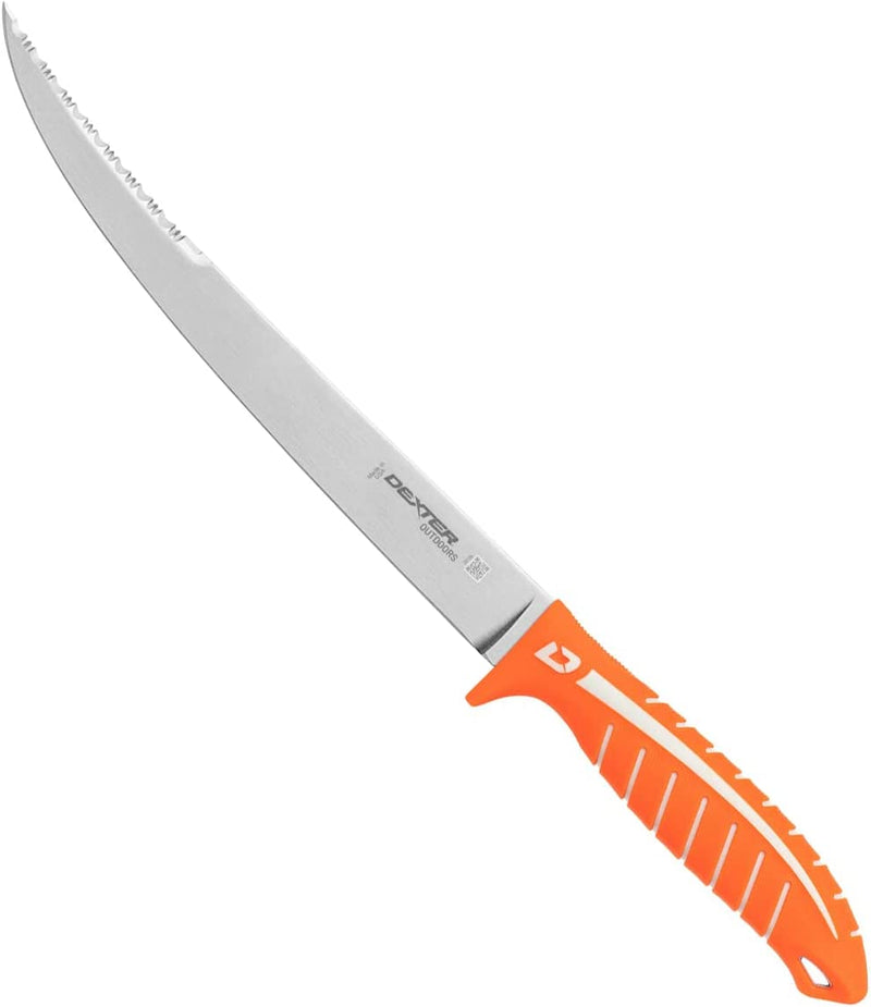 10-inch Dual Edge Stiff Fillet Knife with orange DEXGRIP
