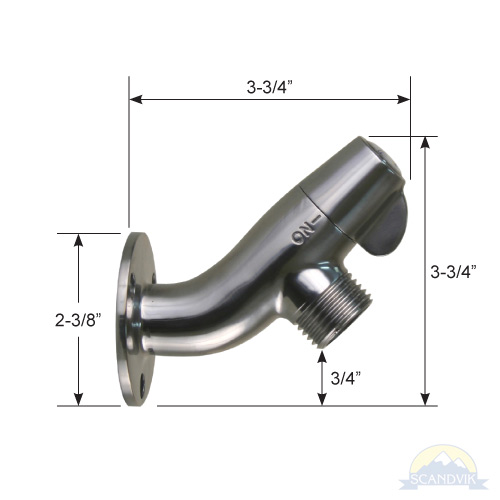 stainless steel Angled washdown spigot dimentions