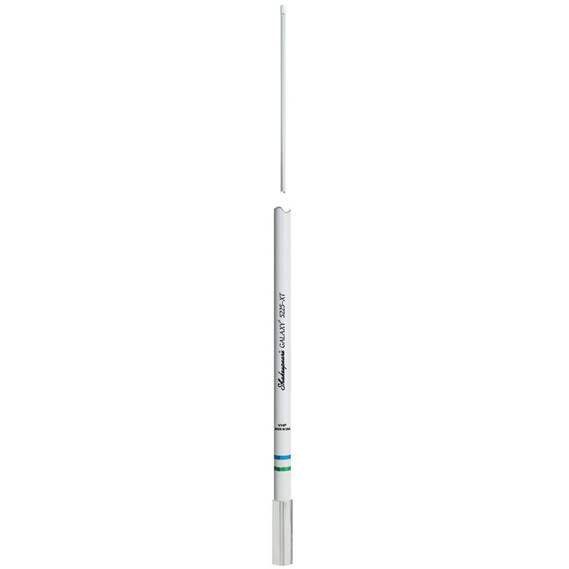 White upright antenna with stainless steel end.