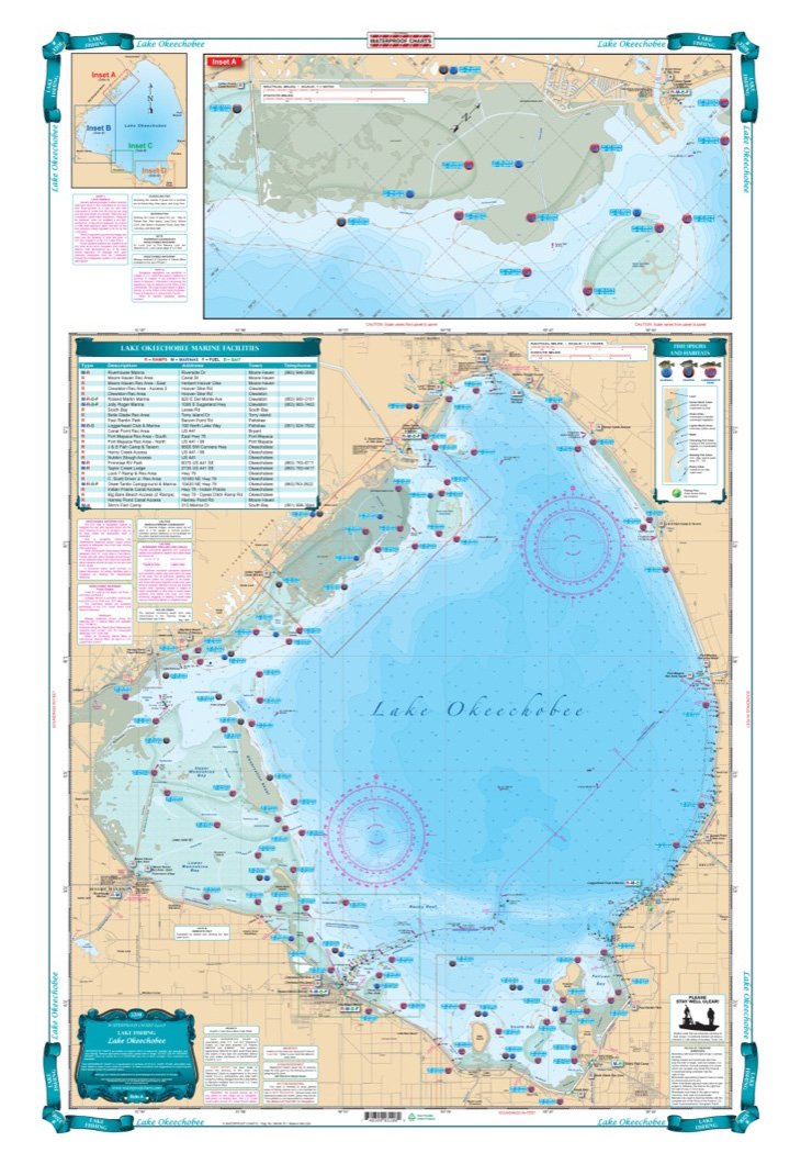 Waterproof Charts 320F Lake Okeechobee Lake Fishing