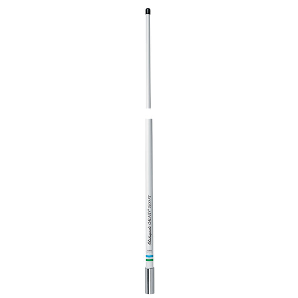 White upright antenna with stainless steel end.