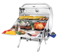 Magma Catalina 2 Infrared Gas Grill open with food on grill