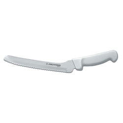serrated knife with offset white handle