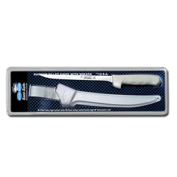 filet knife and white sheath in packaging