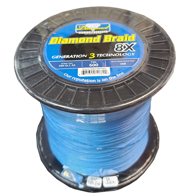 Diamond Yard Line Collegiate 8X Solid Braided Line - 300 yd. - 10 lb. - UF  - Blue/Orange - Melton Tackle