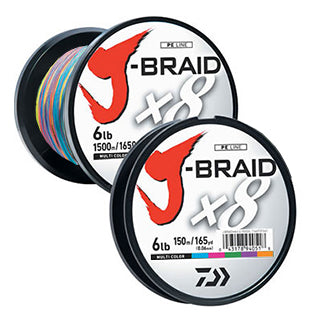 Multi color braid on plastic spool with white sicker and red logo.