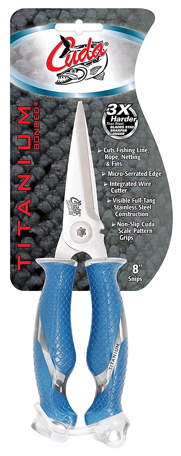 snips with blue and silver handle grips