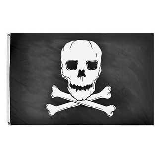 White skull on black flag