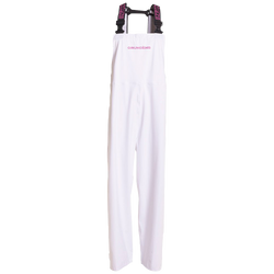 White women's bib with pink lettering