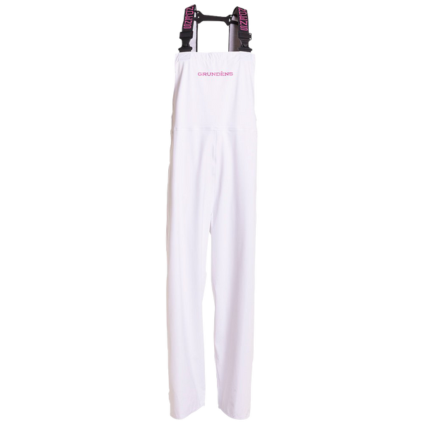 White women's bib with pink lettering