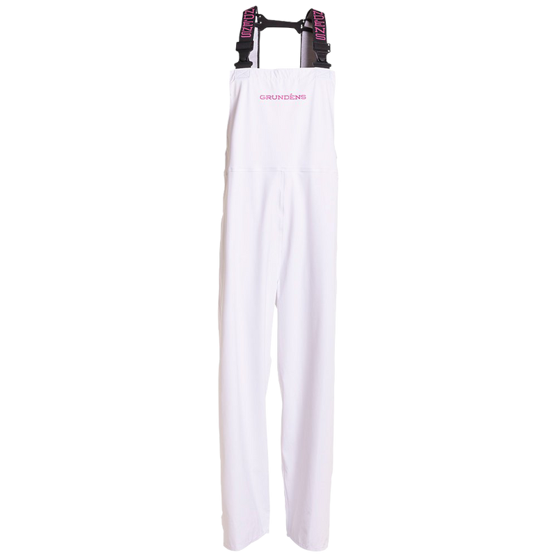 White women's bib with pink lettering