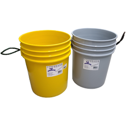 Yellow and grey buckets