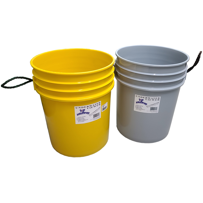 Yellow and grey buckets