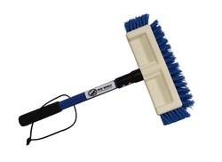 Blue and white brush with black handle