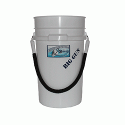 White gallon with black rope handle