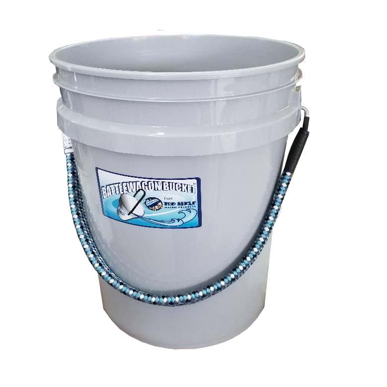 grey bucket with camo handle