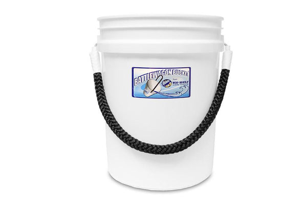 white bucket with black handle