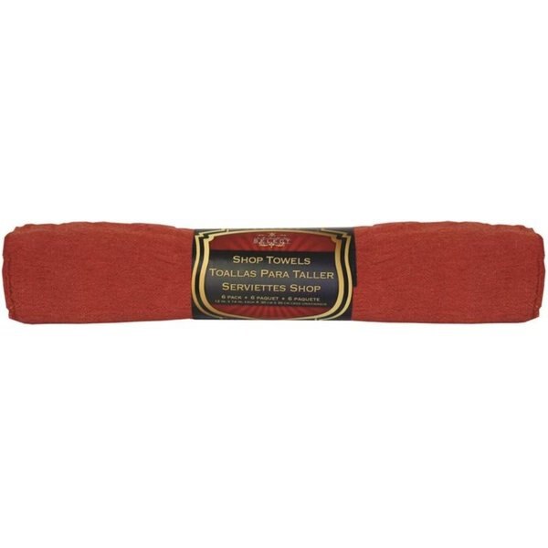 Red Shop Towels rolled up in package