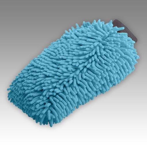 Blue brush mitt