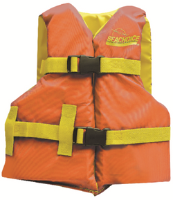 Orange and yellow life jacket