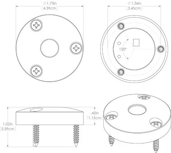 illustration of anywhere light with dimensions