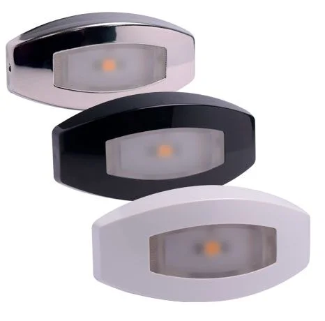 Fiji courtesy lights - direct - shown in white, black, and stainless steel