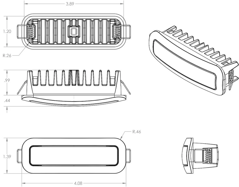 dimensions for Capri3 light