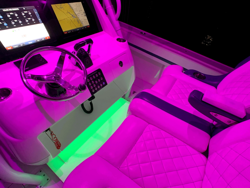 Lumitec strip lighting shown in use on boat helm
