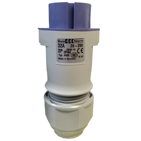 Plug standing. Purple connection point, grey shaft.